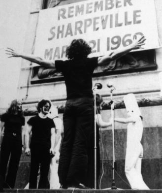 John Gingell, Performance at Trafalgar Square, 1 of 3 Anti-apartheid demonstrations organised with colleagues & students from Howard gardens, 1970 John Gingell, Performance at Trafalgar Square, 1 of 3 Anti-apartheid demonstrations organised with colleagues & students from Howard gardens, 1970