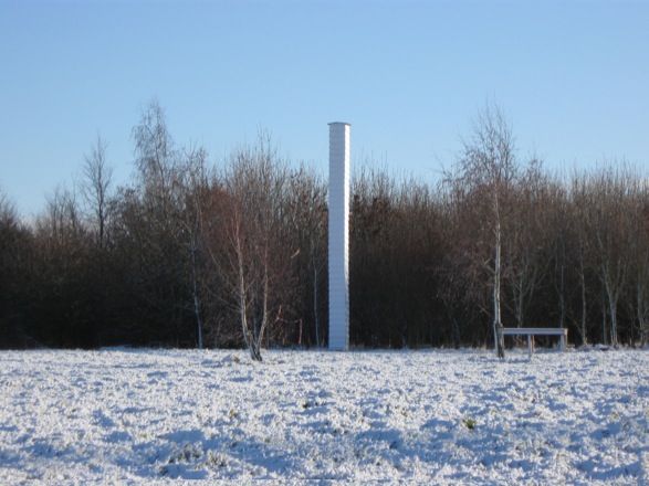 <b>Bedwyr Williams</b>, <i>Beehive Skyscraper</i> (in situ at Wysing Arts Centre), MDF, paint, 2010. Courtesy the artist and Ceri Hand Gallery <b>Bedwyr Williams</b>, <i>Beehive Skyscraper</i> (in situ at Wysing Arts Centre), MDF, paint, 2010. Courtesy the artist and Ceri Hand Gallery