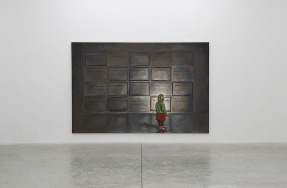 <i>I feel more in touch with my practise now than I ever have</i>, Oil on linen, 3005 x 2005 x 35 mm, 2012.  Ryan Gander. Photo: Marc Domage. Courtesy of GB Agency