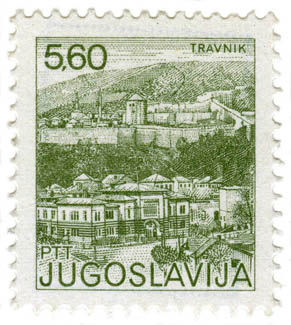 Molly Rooke, <i>Slovenia, Macedonia, Croatia, Serbia, Montenegro, Kosovo, and Bosnia</i> (detail), digital print of found stamp, 2012. (c) The Artist