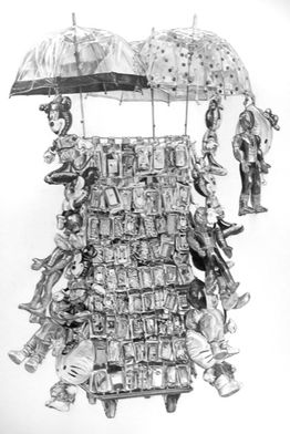 <i>Trolley</i> (2013), pencil on paper, 105x80cm