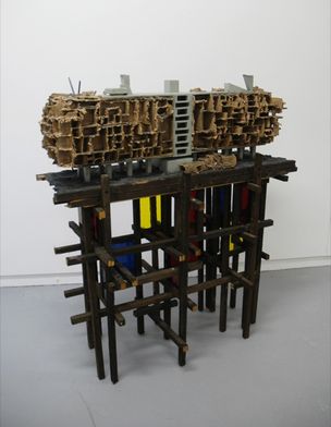 Unit d`Habitation #2, 2014, 2014, wood, epoxy, glass and paint, 116 x 101 x 50cm. Courtesy Upstream Gallery 