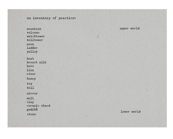 Fern Thomas, an inventory of practice, text work, 2019